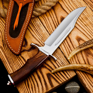 Cuchillo de caza de acero D2 hecho a mano para la industria del bricolaje, mango de madera de palisandro, funda de cuero fino, cuchillo vikingo personalizable para exteriores - Product Image 2