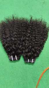 Mèches de cheveux indiens bouclés, texture épaisse et volumineuse, noir naturel, double trame, finition lisse et durable - Product Image 2