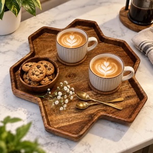 Plateau de service en bois de qualité supérieure Unicorn Handicrafts pour la maison, le café, le thé, le petit-déjeuner, les collations, les desserts, les aliments et les boissons - Product Image 1