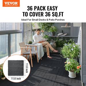 Paquete de 36 Baldosas de Terraza Encajables de 11.6"x11.6" (36 Pies Cuadrados) Suelo de Plástico Impermeable para Exteriores, para Todo Tipo de Clima, Tarima para Patio - Product Image 2