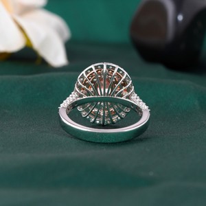 14K <b>Gold</b> Fine <b>Ring</b> with 0.61 CT Vivid Red Lab Grown Oval Double Halo 14K <b>Gold</b> - Product Image 4