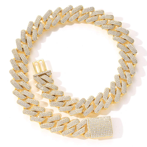 20mm Hip Hop <b>Iced</b> <b>Out</b> Cuban Link <b>Chain</b> Necklace 14k Gold Plated Miami Bling Lab Diamond Luxury Choker Jewelry Gift Men - Product Image 4