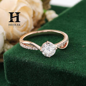 Anillo de Compromiso de Lujo con Diamante Cultivado en Laboratorio de Corte Brillante Redondo de 1ct 2ct, Anillo de Diamantes con Diseño Infinito en Oro Rosa de 14K 18K para Mujer - Product Image 1