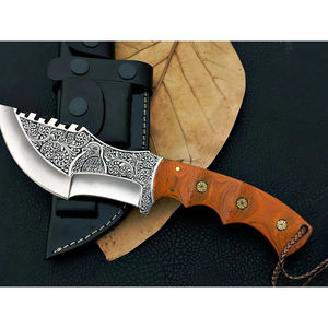 มีดแทรคเกอร์ Burraq แบบกำหนดเอง DIY OEM ทำมือจากเหล็ก D2 ลายตอกแบบ Full Tang พร้อมปลอกหนัง ขนาด 12 นิ้ว ของขวัญวันครบรอบ - Product Image 5