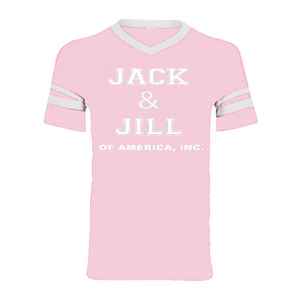 T-shirt Varsity pour jeunes Jack and Jill, col en V, manches courtes, style sportif, doux, confortable, décontracté, vêtements pour enfants, bleu - Product Image 1
