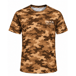Camiseta Deportiva de Bronce con Estampado de Camuflaje para Hombre, Manga Corta, Cuello Redondo, para Gimnasio, Entrenamiento, Running y Ejercicio - Product Image 1