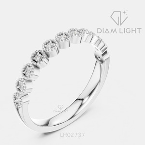 Bague de fiançailles en diamant de laboratoire certifié IGI 0,121 carat, or blanc 14 carats, taille ronde, F+ VS+, pavé, bijoux pour femmes - Product Image 2