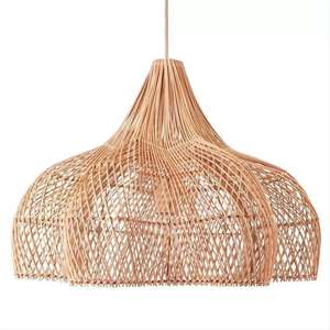 Handmade 100% Natural <b>Rattan</b> Lampshade Boho Woven <b>Pendant</b> Light Cover for Home and Commercial Decoration - Product Image 5