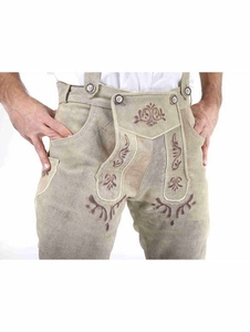 Shorts en cuir pour homme, tenue de fête, Lederhosen traditionnels avec broderie à motifs et bretelles en cuir pour événements culturels - Product Image 4