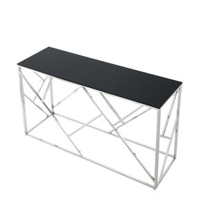55\" Modern Gold <b>Sofa</b> <b>Table</b> with Sturdy Metal Frame & <b>Black</b> Tempered Glass Top Console <b>Tables</b> for Living Room Entryway - Product Image 4