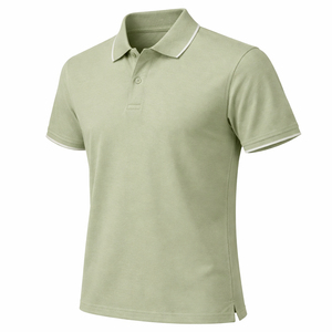 Polo uni vert sauge avec passepoil blanc, broderie de logo personnalisée, fournisseur d'usine en gros, polo homme à vendre - Product Image 3
