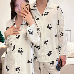 Hot Sale Wholesale <b>Pajamas</b> <b>Set</b> <b>for</b> <b>Men</b> and Women Silk Satin Couple <b>Pajama</b> <b>Set</b> Couples Matching <b>Pajama</b> - Product Image 3