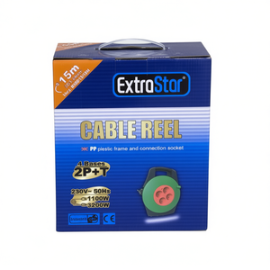 Tourniquet de 15 mètres avec poignée, 4 prises, enroulable, 4 bases, gestion des câbles et accessoires ASA 15M - Product Image 1