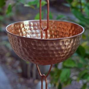 Chaîne de pluie Linea Exports Inc pour gouttière avec descentes d'eau - Décoration extérieure en cuivre style antique rustique avec finition bronze - Product Image 1