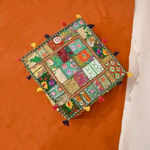 Coussins de sol hippy housse de coussin décorative bohème coussin patchwork sari - Product Image 5