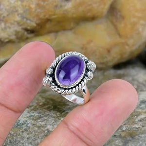 Heaven <b>Crafts</b> 925 Sterling Silver Natural Amethyst Women's Handmade Designer Gemstone Hiphop Statement <b>Ring</b> GIA Certified - Product Image 5