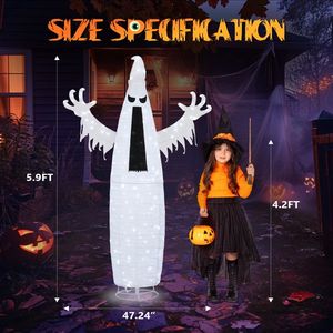 Decorazione di Halloween a Forma di Fantasma Pop-up da 1,8m con 160 LED per Esterni, Decorazioni Uniche per Halloween all'Aperto - Product Image 6