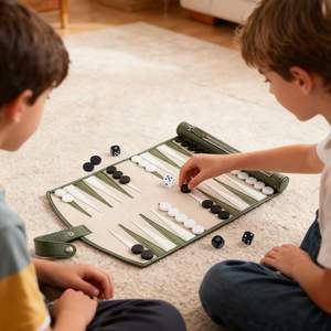 Juego de Backgammon Plegable de Cuero PU Premium de Marca Personalizada HARBOR CORPORATION, Juego de Entretenimiento Duradero para Viajes al Aire Libre - Product Image 6