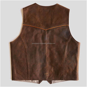 Nueva moda para hombre, chaleco marrón sin mangas, cuero transpirable, ropa exterior informal, decoración con botones, Color personalizado único para invierno - Product Image 6
