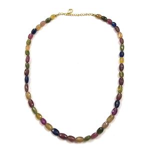 Perles ovales facettées en saphir naturel multi-couleurs 4mm 6mm 8mm, fils de pierres précieuses véritables pour bijoux, disponibles en ligne sur Alibaba - Product Image 3