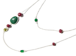 Emerald Cut Gemstone <b>Statement</b> <b>Necklace</b> 925 Sterling Silver Handmade Trendy Gift - Product Image 2