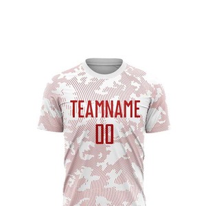 Ensemble maillot et short de football blanc et rouge, imprimé par sublimation, col rond, manches courtes, unisexe adulte, respirant, polyester, nom de l'équipe - Product Image 3