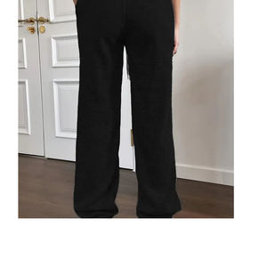 Pantalones de chándal casuales de algodón 100% transpirables de corte holgado con cordón y lavado blanqueado, de cintura alta y parte delantera plana, extragrandes, para mujer, ideales para invierno. - Product Image 6