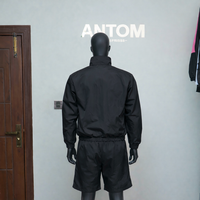 Ensemble de survêtement décontracté deux pièces pour homme en velours 100 % coton, 300 g, respirant, col rond, coupe-vent et pantalon de jogging