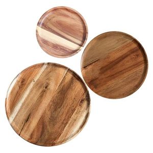 Juego de vajilla de madera, platos redondos, estilo chino tradicional, duradero, apto para lavavajillas, juego para 4 personas, platos redondos de madera - Product Image 3