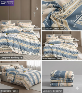 Ensemble de draps en microfibre ultra doux 400TC, taille King, motif rayé imprimé, drap-housse, drap plat, 2 taies d'oreiller pour usage hôtelier - Product Image 4