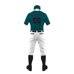 Custom Baseball Uniform <b>Men's</b> Teal <b>White</b> Jersey With <b>White</b> Pants Breathable Polyester Adult Team Wear - Product Image 1