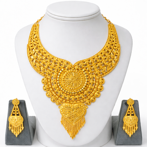 Ensemble collier et boucles d'oreilles pendantes pour femme, élégant, en laiton massif plaqué or, avec zircon naturel, design feuille tendance, pour mariage, chaîne corde - Product Image 6