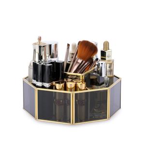 Organizador de Maquillaje y Cosméticos para Mujer, Decoración para el Hogar, Soporte de Latón y Vidrio para Almacenamiento y Exhibición - Product Image 1