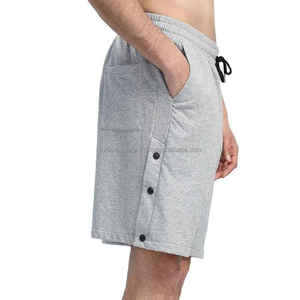 Pantalones cortos de gimnasio para hombre, de cintura alta, informales, de algodón, con cordón, logotipo personalizado, patrón sólido, ajuste holgado, Fitness, correr, 100% algodón - Product Image 3