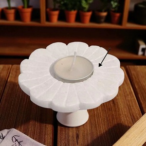 Kayampura Eco-Friendly Handmade Marble Gold Foil <b>Tealight</b> Candle <b>Holder</b> | Festive Home Decor | Indian Marble T-Light for Wedding - Product Image 2
