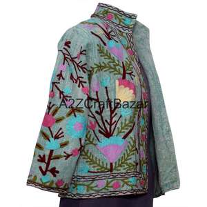 Blouson bomber vintage à motif floral brodé, respirant, séchage rapide, coton écologique, décontracté, pour l'hiver/le printemps/le été, idéal pour les fêtes - Product Image 3