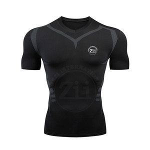 Chemises de compression à manches courtes pour hommes, personnalisables avec logo, respirantes, ajustées, en Spandex/Polyester, grandes tailles, dernier design, vente chaude - Product Image 1