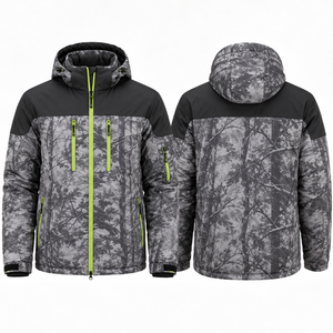 Veste softshell d'hiver pour homme MEGAMAPLE, manches longues, imprimé floral, imperméable, vêtements de chasse, doublure en polyester - Product Image 1