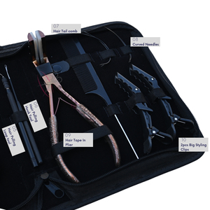 Salon Hair Extension Tool Kit with 3 Hole Beads Crimping Plier Tape In Plier Beads Opening Closing Tool <b>Hook</b> Loop Curved Needles - Product Image 4