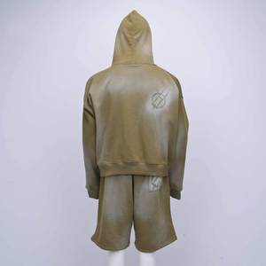 Fully Customized 100% Cotton <b>Hoodie</b> & <b>Shorts</b> <b>Set</b> Top Quality Sun Faded Zipper Casual Street Style Unisex Wear <b>Hoodie</b> <b>Set</b> - Product Image 6