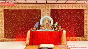 Musulmán Mehndi función arco estilo telón de fondo bordado a mano arco estilo telón de fondo cortina para Mehndi - Product Image 3