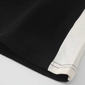 T-shirt décontracté à manches courtes pour homme, grande taille, color-block noir et blanc, coupe ample, idéal pour l'été - Product Image 3