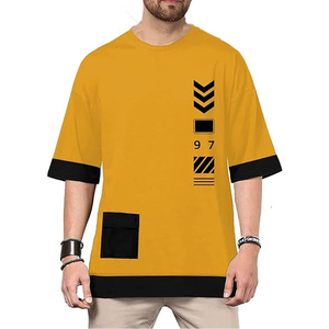 Camiseta de Hombre Oversize con Hombros Caídos, Corte Cuadrado, Estampado Personalizado OEM, Cuello Mock, Lisa, Estilo Urbano, Transpirable y Personalizable - Product Image 4
