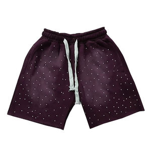Shorts Homme Vêtement d'extérieur Vintage Lavé Respirant en Coton Molletonné Longueur Genou avec Strass OEM – Meilleures Ventes - Product Image 4