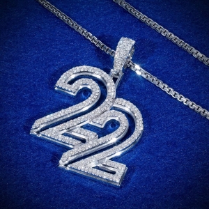 Custom Number 22 Pendant Necklace VVS Moissanite <b>Iced</b> <b>Out</b> Hip Hop Style 925 Sterling Silver <b>Chain</b> Charm Jewelry for Men - Product Image 4