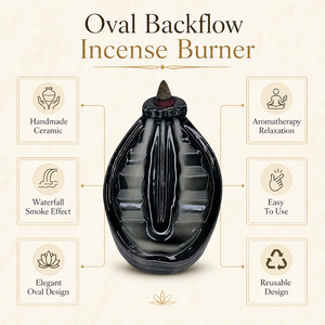 Oval Ceramic Backflow <b>Incense</b> Burner Waterfall Cascade <b>Cone</b> Holder | Handmade Aromatherapy Meditation Zen Home Decor OEM Exports - Product Image 5