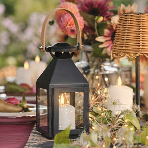 Wholesale <b>Mini</b> Black Metal Candle Holder <b>Lanterns</b> with Leather Handle for Weddings Tabletop Decoration - Product Image 5