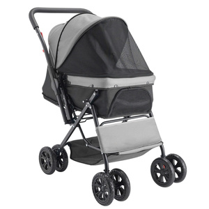 Poussette pliable pour chien imperméable à quatre roues avec housse en nylon et poignée réversible - Product Image 3
