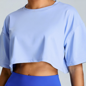 Débardeur de sport pour femme été 2025 – T-shirt ample à manches courtes pour fitness et course à pied, respirant et absorbant la transpiration, idéal pour le yoga - Product Image 3