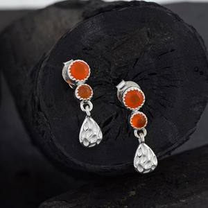 Pendientes Colgantes de Plata de Ley 925 con Gema de Cornalina Roja Redonda Facetada, Pendientes Finos para Cumpleaños, Regalos de Joyería para Mujer - Product Image 5